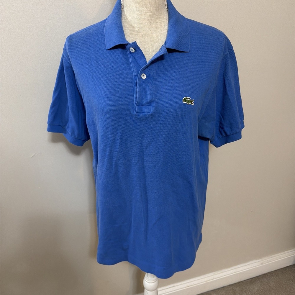 Vintage Lacoste Classic Pique Polo Shirt Men's Size Med Blue Short Sleeve